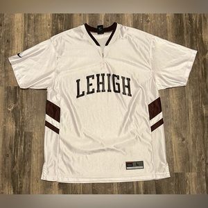 Lehigh University 1/4 Zip Men's Large Pullover White Brown Lacrosse Jersey